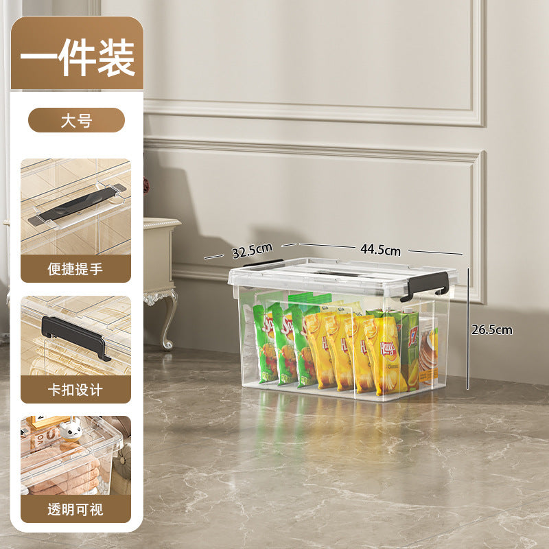 Transparent extra-large storage bin with lid - plastic household clothes organizer - oversized storage and organization box