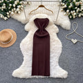 Luxury sleeveless chain strap knit dress - women's summer slimming sexy a-line dress - commute-friendly high-end maxi dress
