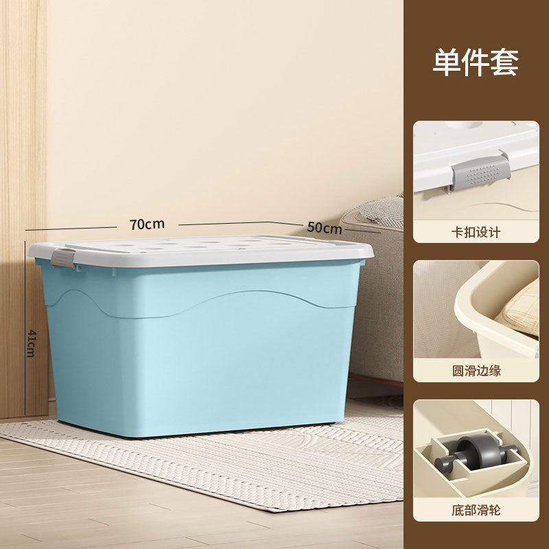 New Plastic Storage Box Cream Wind Large Capacity Extra Large Household Student Books Clothes Quilts Household Organizing Box