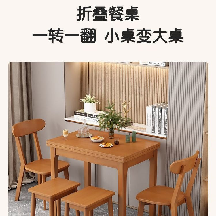 Dining tablefor homesmall apartment solid wood foldable dining table modern casual multifunctional rotatethickened desktop dining table