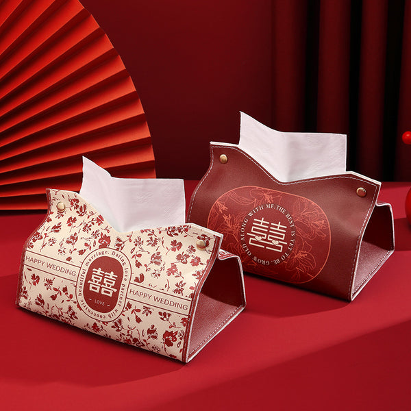 Premium festive wedding supplies pumping carton red tissue box storage wedding red festive atmosphere decoration