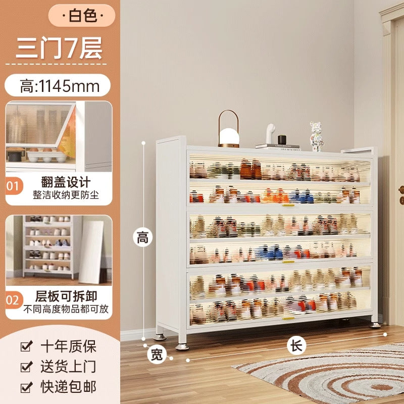 Household steel shoe cabinet, entrance door, large-capacity storage shoe cabinet, floor-standing multi-layer dust-proof shoe rack, rental house