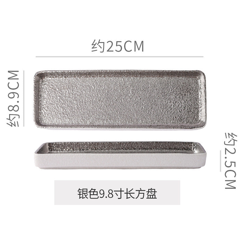 Luxury retro ceramic rectangular plate - stylish and high-value for fruit, desserts, pastries, and sushi presentation