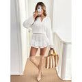 summer cross-border fashion women's solid color v-neck hem dress