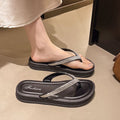2588 thick sole flip flops [flash diamond black]