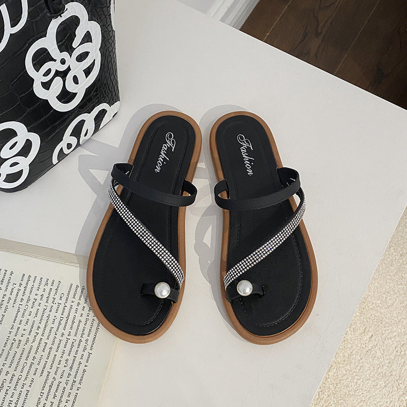 2024 new women's thong sandals - summer outdoor wear, fairy style, new flat anti-slip design, perfect with skirts, soft sole, single strap