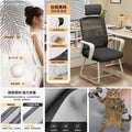 Thick chair legs-latex cushion-white frame black mesh + headrest