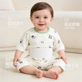 Baby pajamas mocotton thin style kids' loungewear summer boys' and girls' three-quarter sleeve air conditioning suit high-waisted set