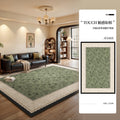 French-style carpet for living room and bedroom, washable and wipeable, green retro style, waterproof sofa and coffee table mat, large area full coverage
