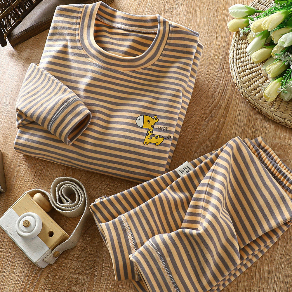 Kids german velvet suitheattechfall and winter pajamas for middle and large children, thickened bottom for men and women, home autumn clothes and autumn trousers