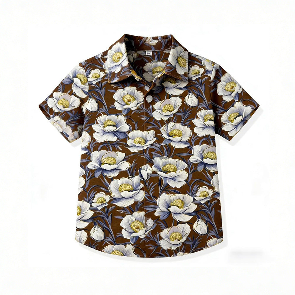 New summer retro hong kong style artsy relaxed fit hawaiian floral shirt - unisex, perfect for summer, children's day, and family matching outfits