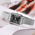Vintage small square dial elegant student watch niche high-end metal mesh strap women's quartz watch wholesale