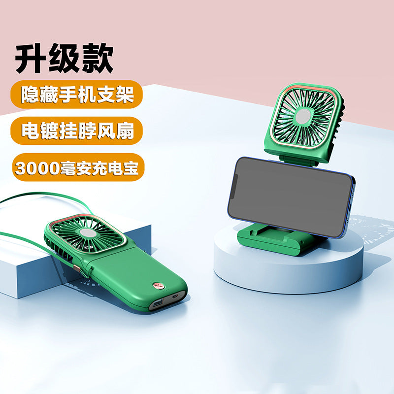 2026 cross-border desktop foldable mini fan, handheld usb high-velocity outdoor power bank neck fan - japanese & korean style