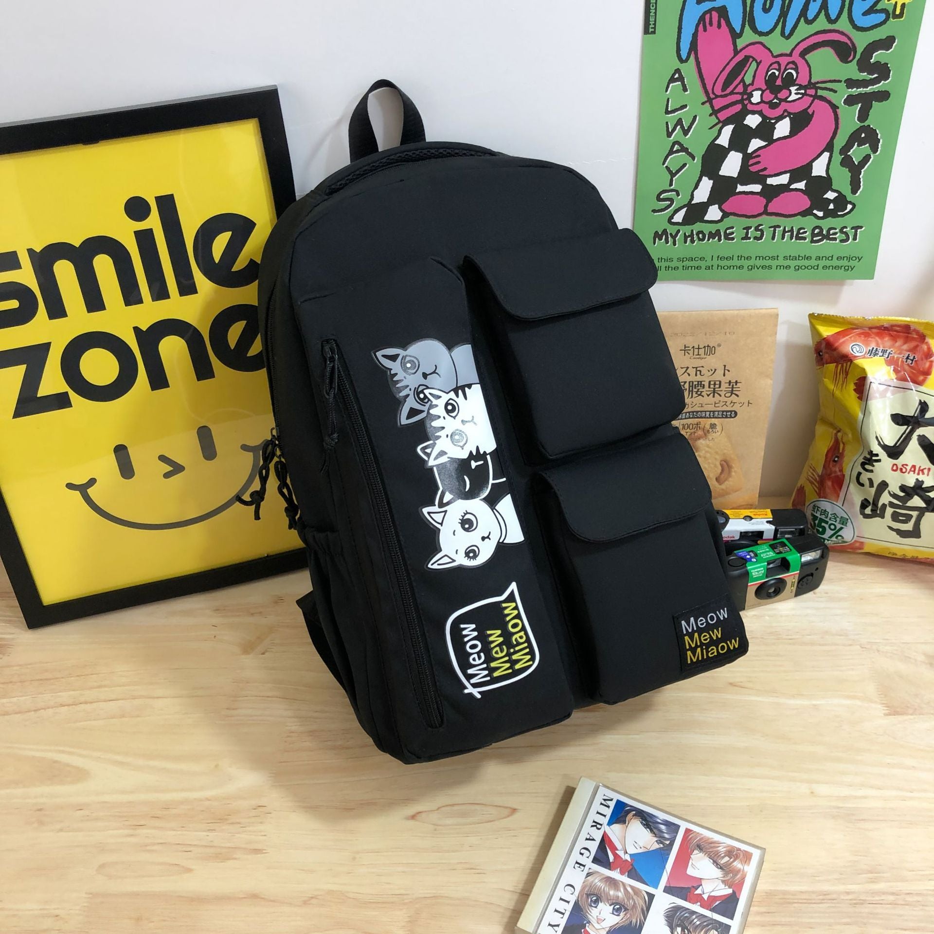 New Korean multi-functional dual-purpose thickened fabric schoolbag Internet celebrity lazy wind dirt-resistant di y large-capacity backpack