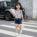 Girls' summer outfit: new 3d bowknot cartoon print tank top and lace shorts set - wholesale & dropshipping available