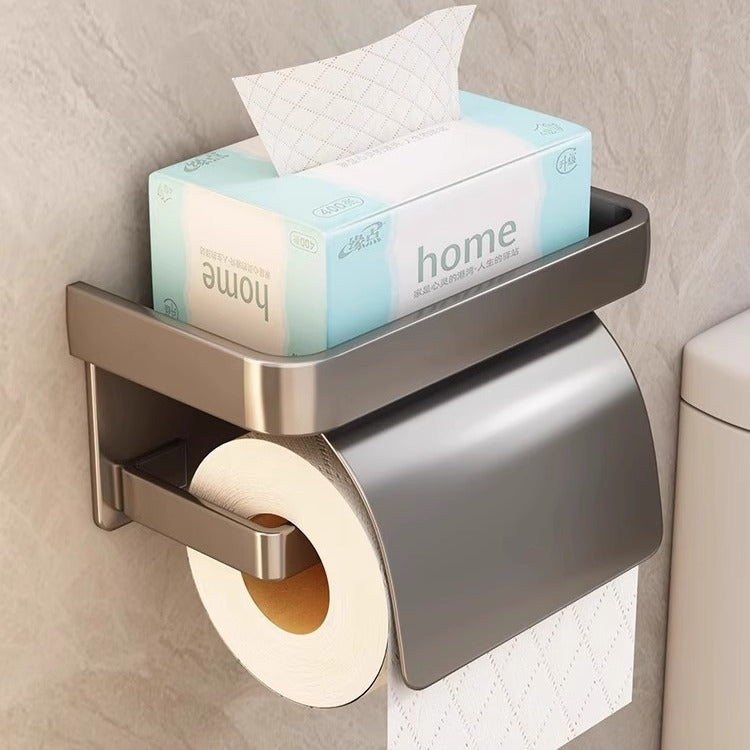 Paper towel holder, toilet paper storage box, wall-mounted roll paper, no punching, waterproof, new high-end bathroom