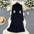 Sweaterdress women's inner wear classy sense waist slimming lookelegant button design pleated knitting bottom skirt long skirt