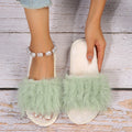 plus size fur slippers women's indoor and outdoor fashion 2024fall and winternew arrivalheattech open toe one-piece cotton slippers for women