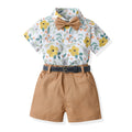 Sister and brother outfit, sister and brother outfit, family summer k-style male and female baby short-sleeved shirt, free belt, headband, shortssuit