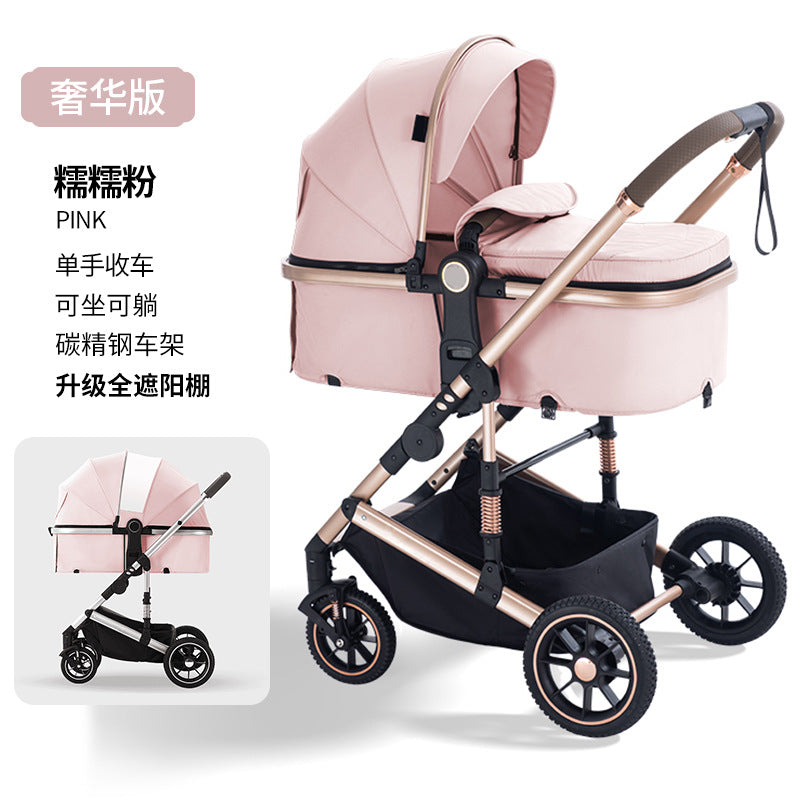 High-view, two-way stroller - convertible pushchair, lightweight & foldable, four-wheel, all-season use