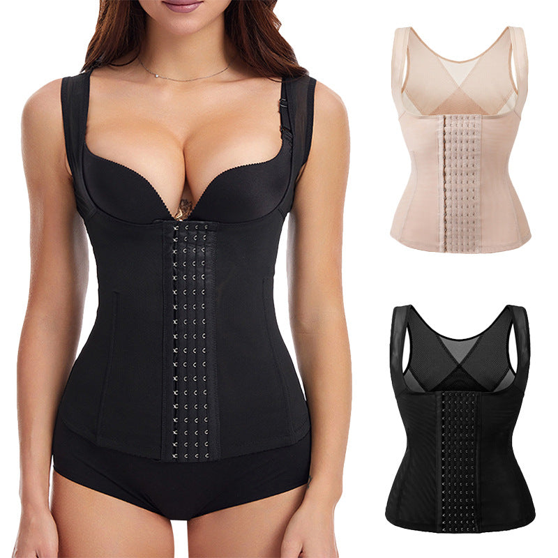 Ultra-thin shaping tops corset intimates waist shaping and abdominal control vest plus size body shaping breathable clothing black knitting women