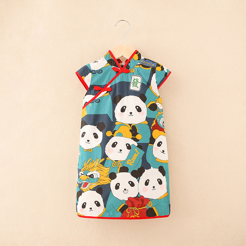 exportdresskidshan dynastyelegant tang suit ethnic style children's clothing small and medium children's princess dress girlscheongsam