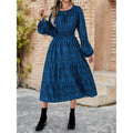 Shipped: european and american export women's clothing -  cross-border fashion geometric print casual long sleeve dress