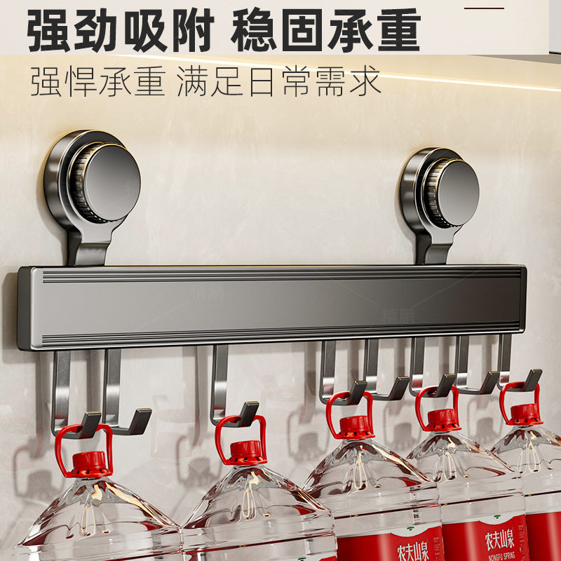 Suction cup kitchen hook punch-free hanging rod kitchen storage rack hanging spatula spoon storage row hook wall-mounted shelf