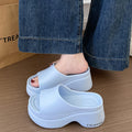 Dwarf le thick sole 8cm heightening sandals women's summerfashioneasiest for matchseaside ins style sandals for women outwear