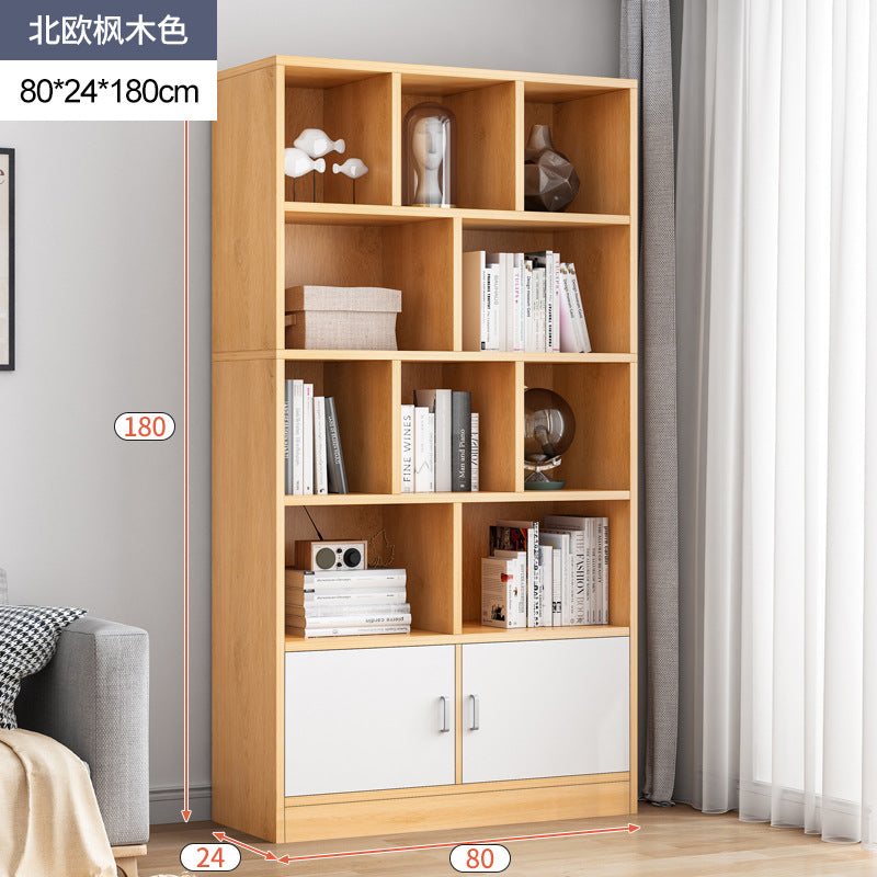 Simple bookshelf floor-to-ceiling against the wall, living room shelf layered storage rack, storage cabinet integrated, simple household bookcase