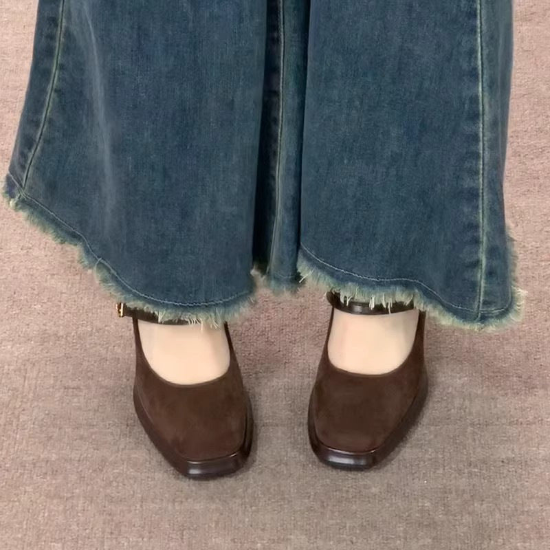 Fashionable retro platform heel mary janes - women's spring/autumn 2026 new collection - single strap, square toe, chunky heel