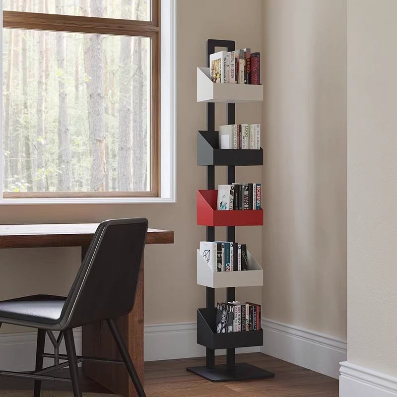 Invisible floor-to-ceiling bookshelf for living room, home iron art corner storage display shelf, 3d children's multi-layer bookcase and storage rack