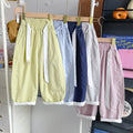 【100% cotton】summer lightweight breathable cool casual versatile belted scimitar casual pants 2614
