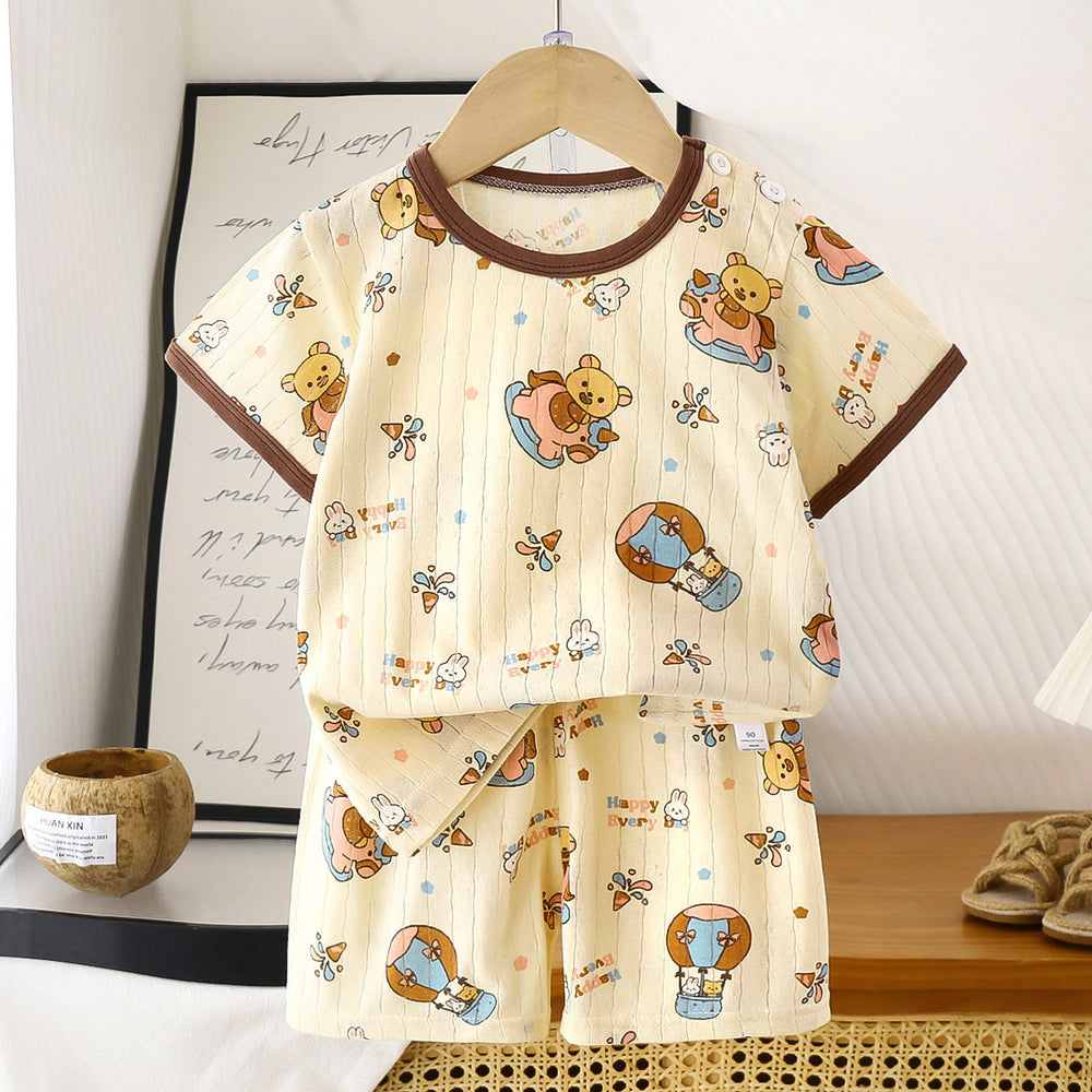 summer new arrivals: kids' short-sleeve and shorts sets - baby boys' and girls' t-shirt and shorts outfits, all-cotton wholesale