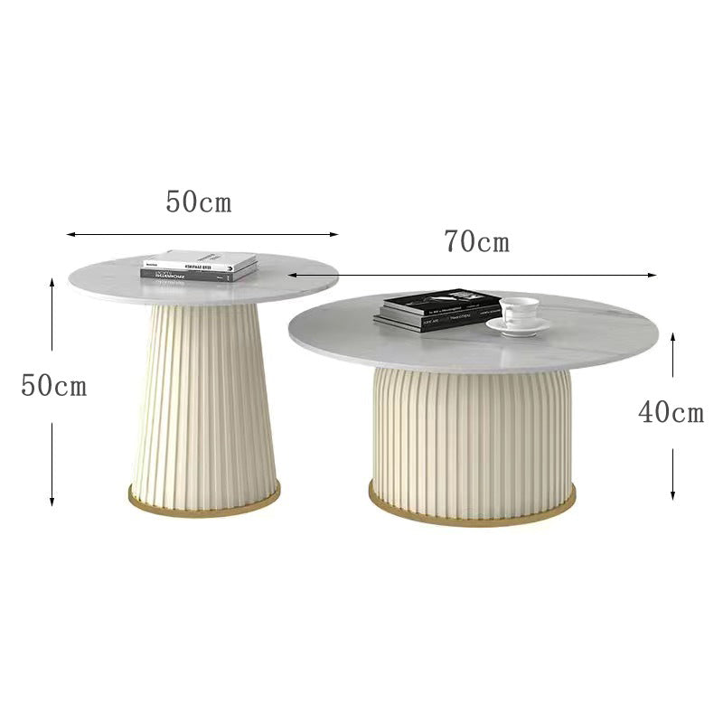 Nordic rock slab living room coffee table set - new light luxury modern small apartment creative trendy round side table
