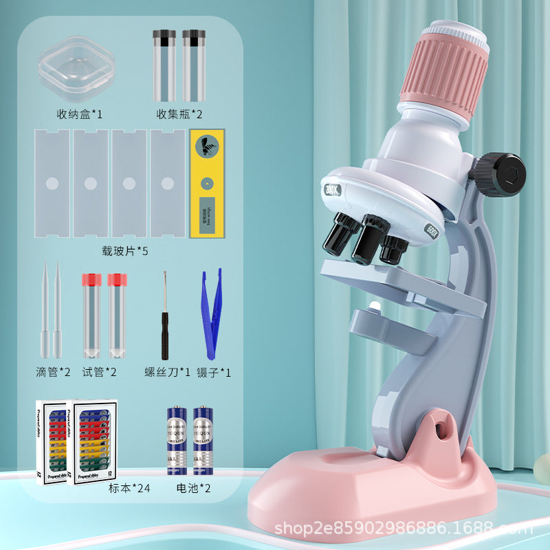 Kids' microscope 1200x professional scientific equipment biological experiment kit - junior high edition - educational toy for elementary school students