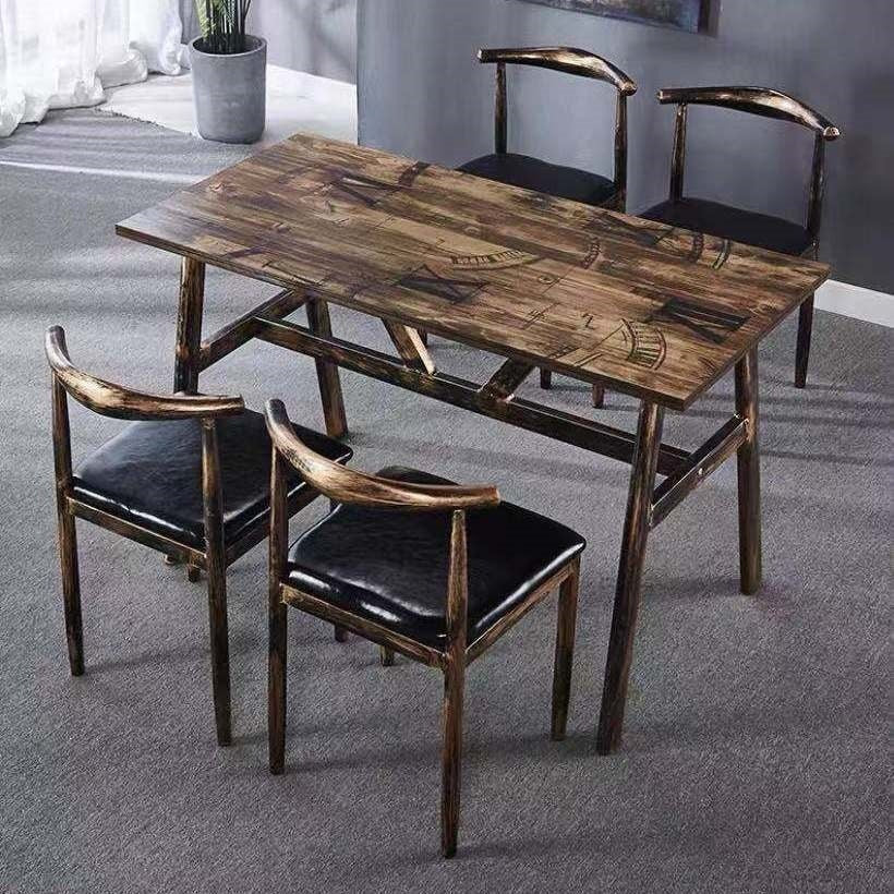 Economical dining table, restaurant stool, hot pot restaurant back chair, fast food table, chair, table and chair suit combination horn chair