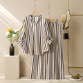 cross-border fashion: european & american style striped print v-neck set - new autumn/winter collection for  & independent e-commerce stores