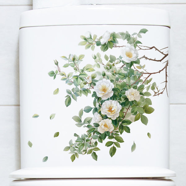 Toilet toilet cover butterfly flower sticker waterproof removable personalized plant flower toilet sticker 34030