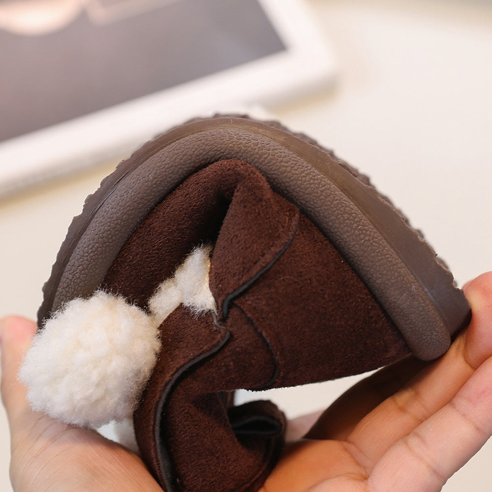 Kidsfleece-linedthickened snow boots girl autumn winterfashionkids shoes new arrivalheattech fur birkenstock cotton shoes