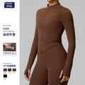 European and american style cross-border long-sleeve yoga top cardigan zipper quick-dry sports jacket stand collar slim fit outdoor fitness apparel