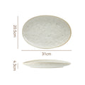 Retro stoneware oval ceramic long plate restaurant for home large capacity stylish fish plate sushi pastry dessert plate