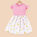 Ojitu  new cross-border collection: girls' and children's summer printed ruffle trim casual everyday dress