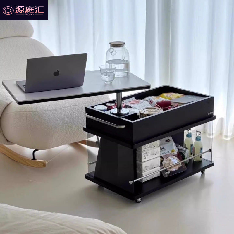 Living room multi-functional sofa side tableaccessible luxury creative balcony movable side cabinetaccessible luxury solid wood adjustablerotate coffee table