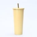 304 stainless steel gold-rimmed straw thermos cup outdoor portable car cooling ice cup car cup coffee cup