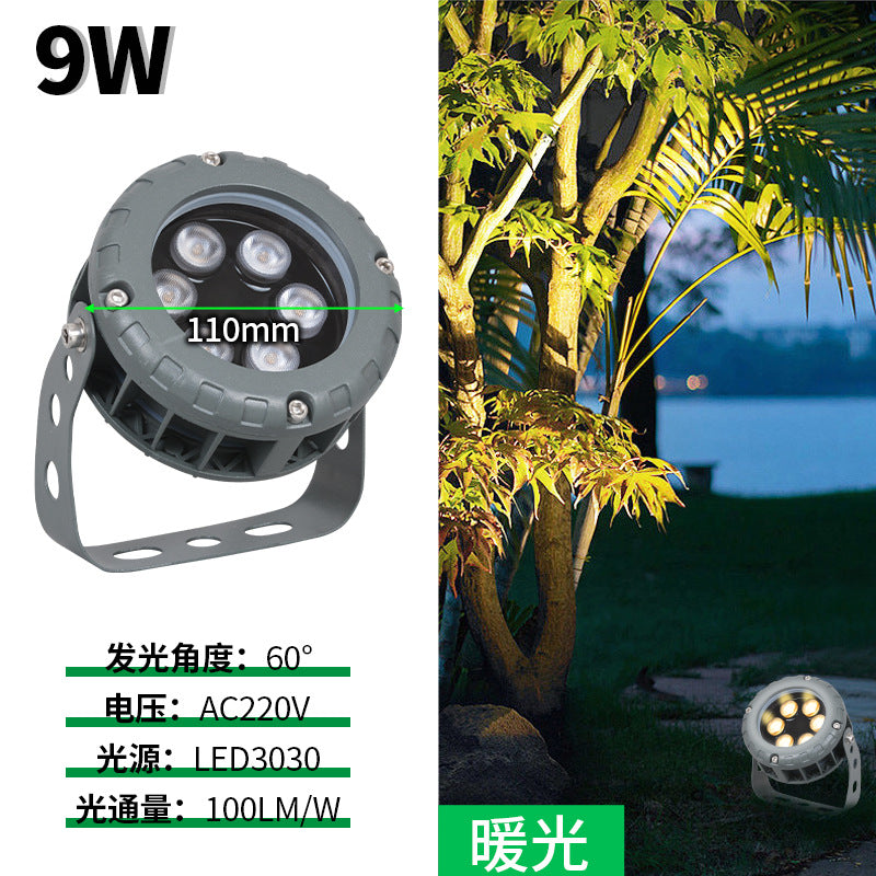 LED wheel shooting tree light colorful outdoor waterproof flood light garden lawn landscape plug-in light round tree light