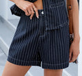European and american cross-border e-commerce women's summer   washed new striped casual denim shorts set
