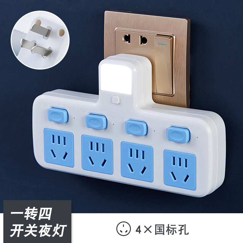 Office-style multifunctional wireless socket converter with usb, independent switches, multi-outlet power strip with night light