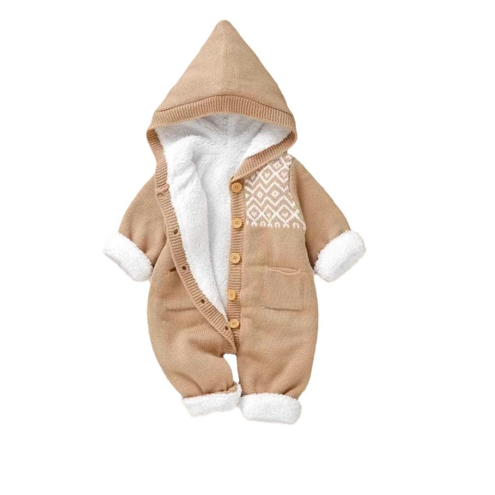 Baby knitting one-piece jumpsuit spring & fallnewborn clothing for men and women baby wool cute thickenedheattech