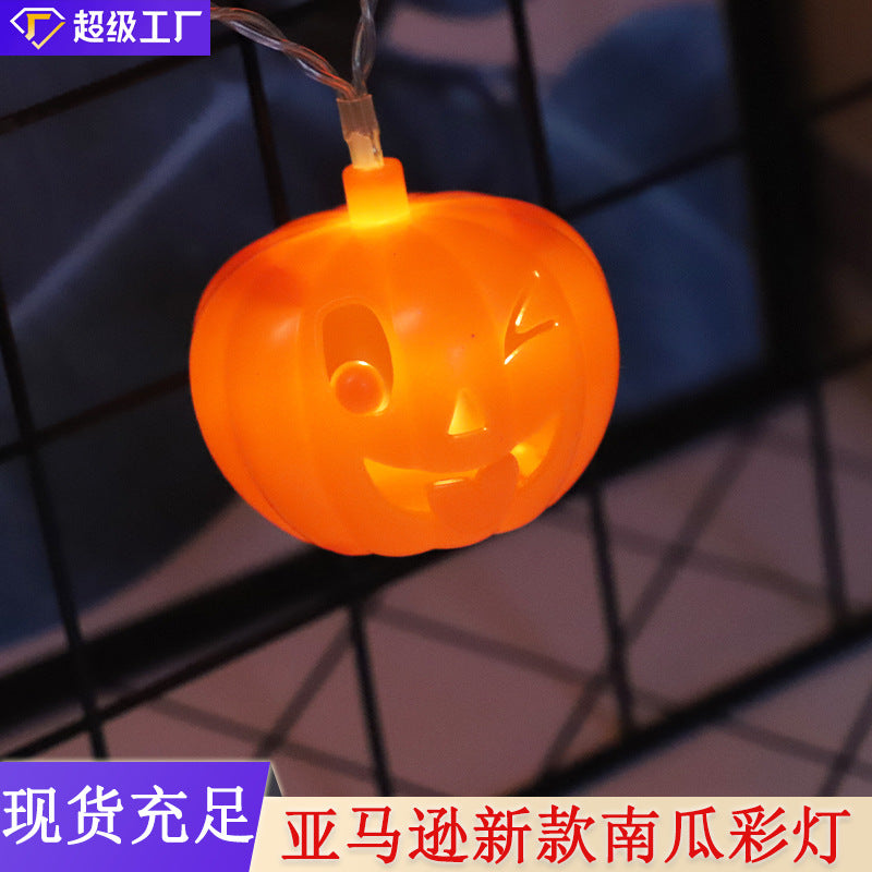 's new LED Halloween pumpkin decorative light string, ghost festival atmosphere decoration ghost LED battery box light string